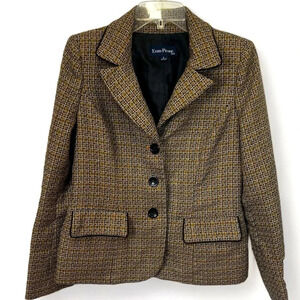 Evan Picone Suit three button tweed jack with front pockets size 6